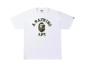 Bape 1st Camo Crazy College Tee- White