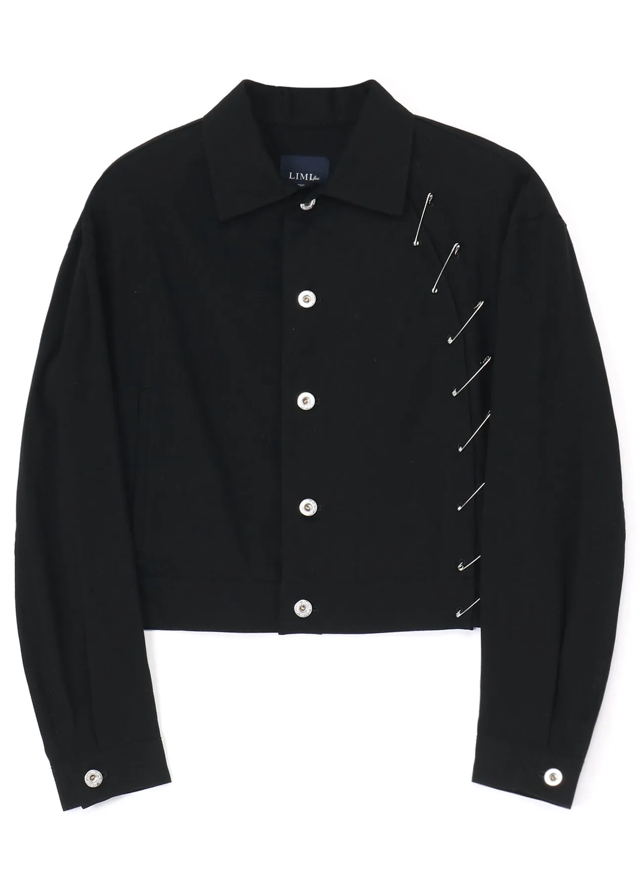 BLACK DENIM BLOUSON WITH PIN A