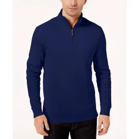 Club Room Men's Solid Navy Blue Quarter Zip Pullover Sweater, Size XXL, NWT!