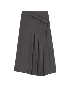 COTTON CHAMBRAY PLEATED WRAP SKIRT