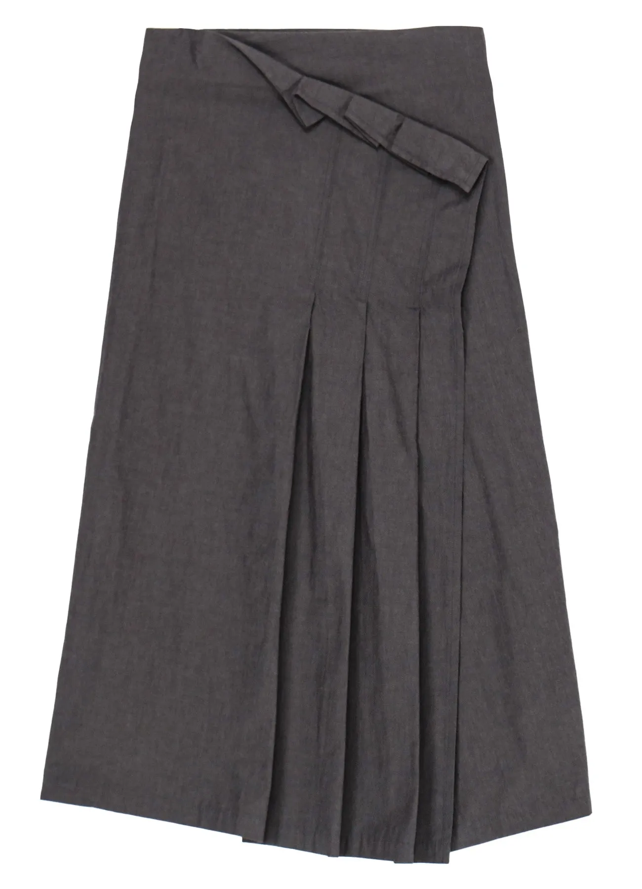 COTTON CHAMBRAY PLEATED WRAP SKIRT