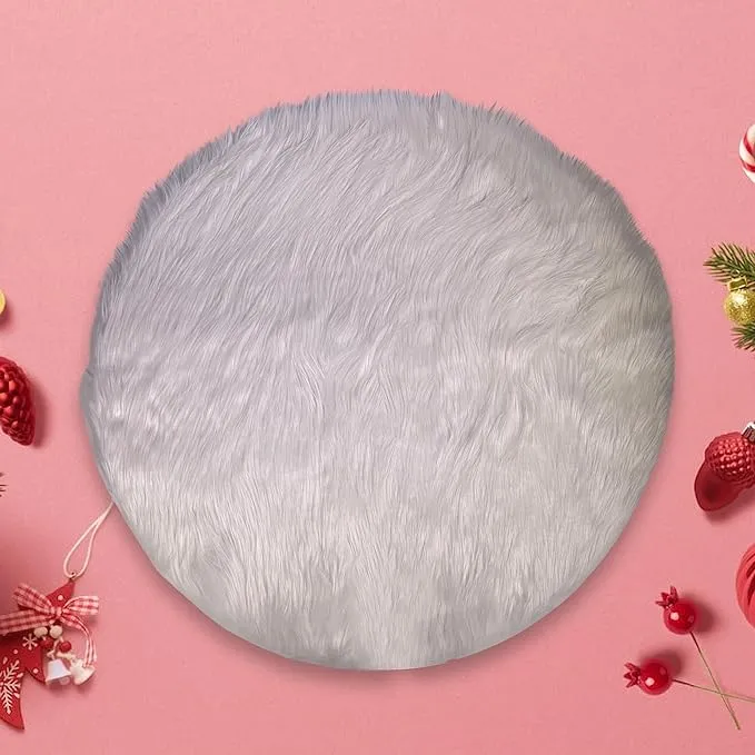 FabricLA Round Shaggy Faux Fur Fabric - 30 inches (72cm) - Circular Fluffy Area Faux Fur Use for Bedroom Carpet Play Mats for Kids Girls Princess Castle Christmas.