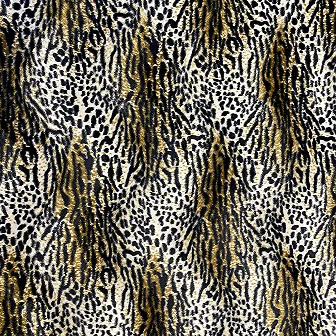 FabricLA Velboa S-Wave Short Pile Faux Print Fabric Material by The Yard | Wild Cat