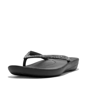 FitFlop Iqushion Sparkle Flip Flops Sandals - Black