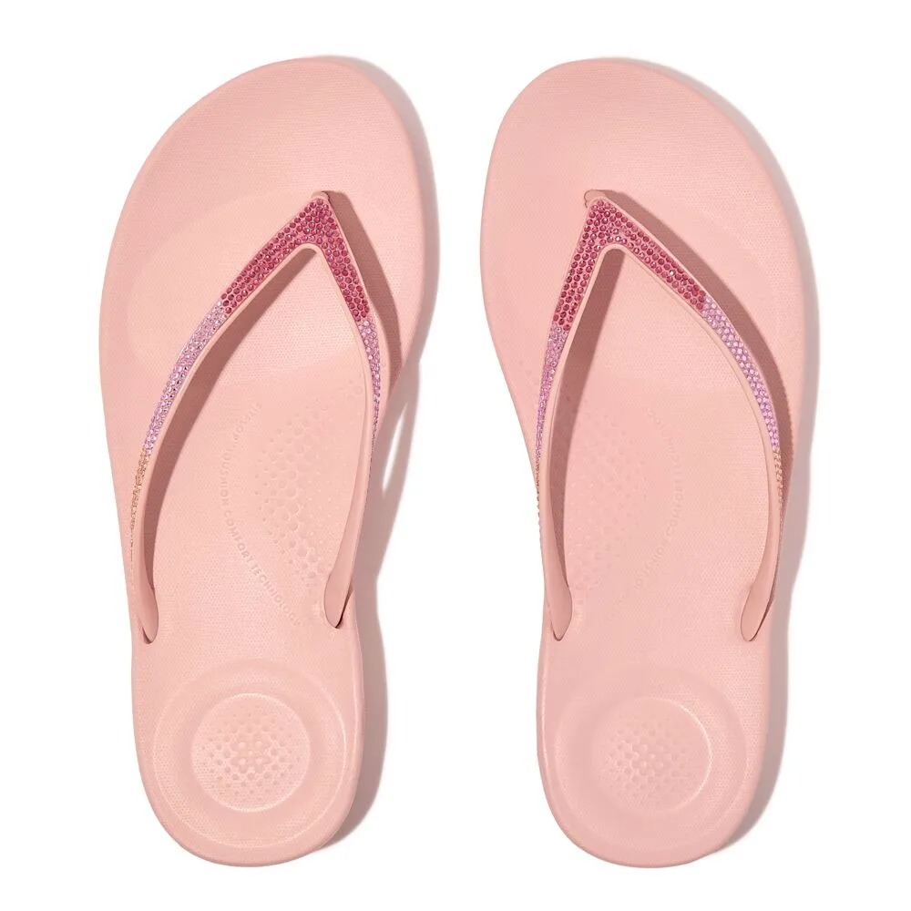 FitFlop Iqushion Sparkle Ombre Flip Flops Sandals - Soft Blush/Wild Raspberry