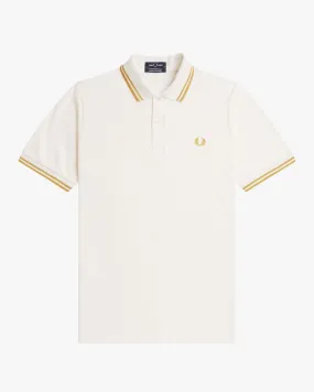 Fred Perry M12 Made In England Twin Tipped Polo Shirt - Ecru / Honeycomb