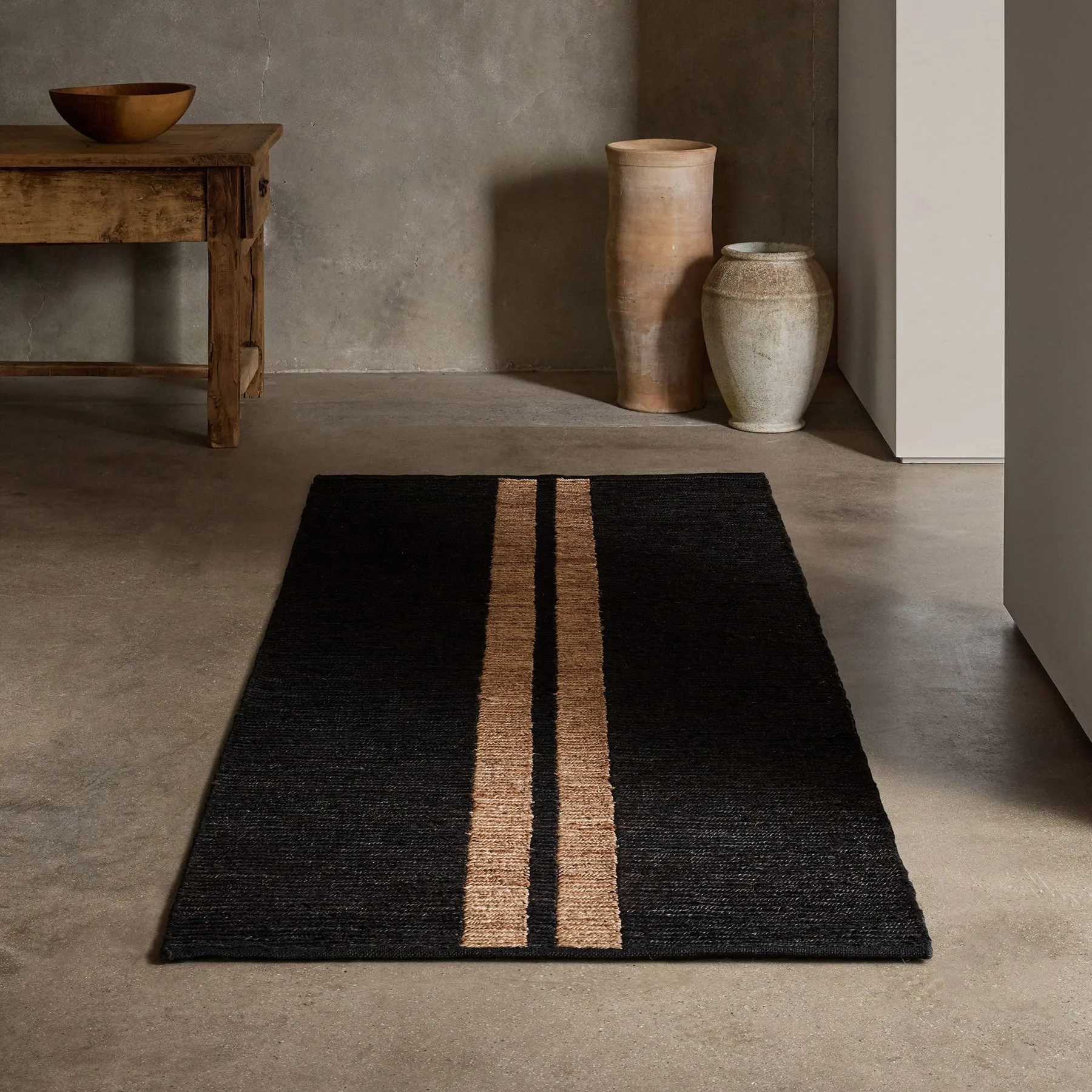 Jute Runner - Charcoal/Natural Stripe