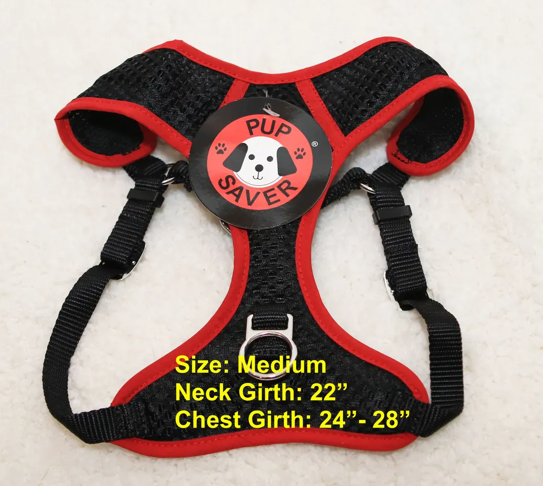 PupSaver Crash-Tested Car Safety HARNESS for Dogs PupSaver Compatible Car Seat - For Use With PupSaver Seats  - Black With Red Trim