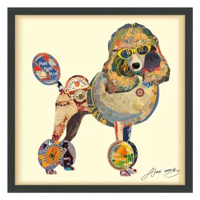 "Poodle" Dimensional Collage Framed Graphic Art Under Glass Wall Art