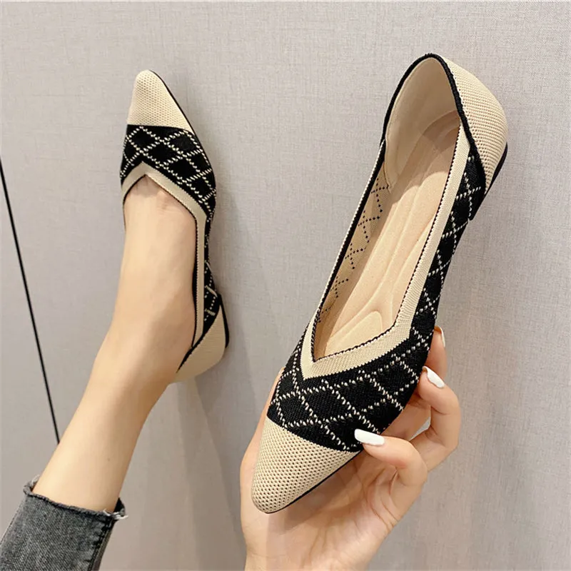 Spring Summer Knitted Fabric Flats