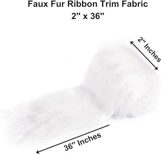 White Faux Fur Ribbon Trim 2" Wide, 3FT Long - Craft & Decor | FabricLA